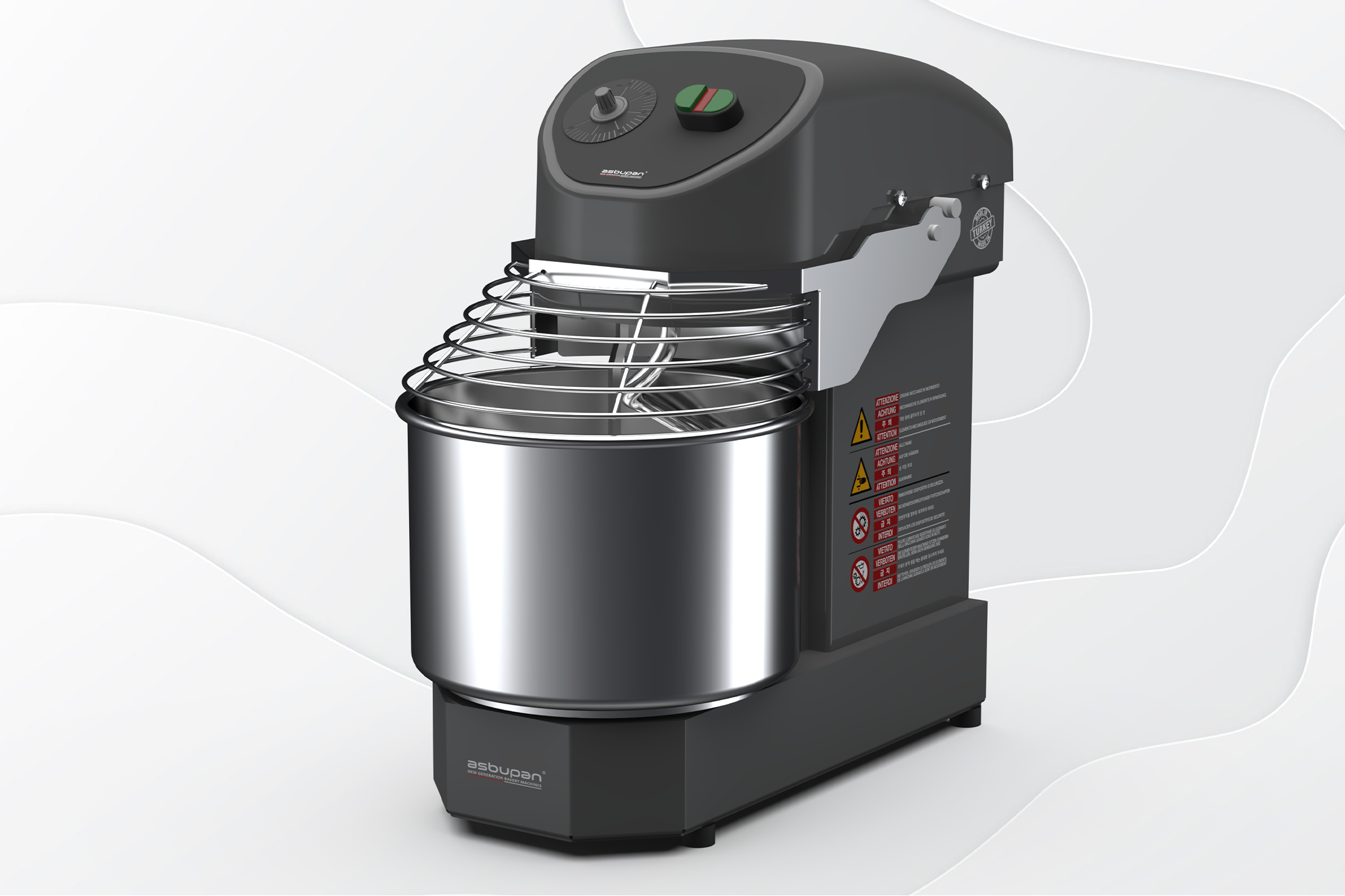 Cafe, pastane ve butik fırınlar için uygun, az yer kaplayan, paslanmaz çelik mini spiral yoğurucu