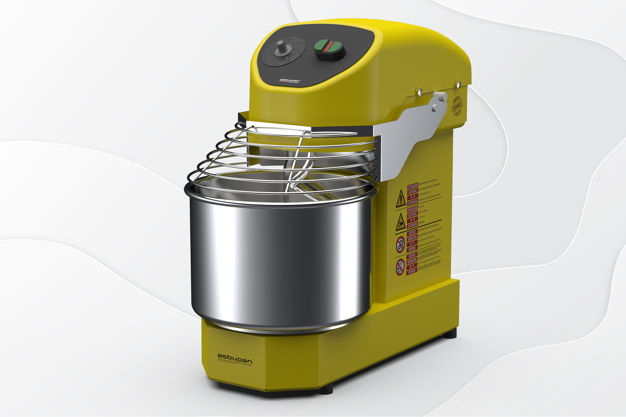 Kullanım kolaylığı sağlayan ergonomik tasarıma ve güvenlik sensörüne sahip mini hamur yoğurma makinesi