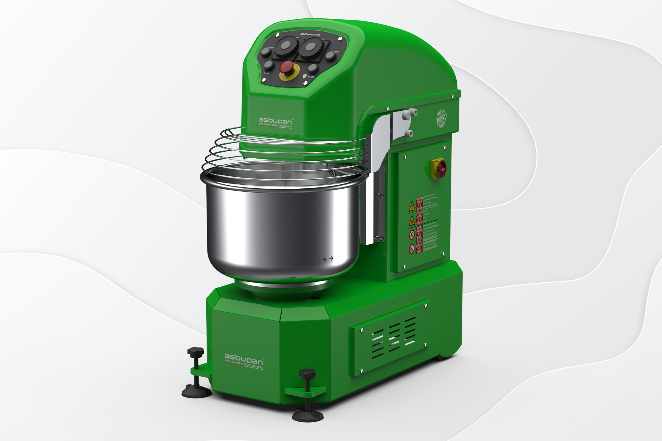 Tam otomatik çalışma moduna ve CE güvenlik standartlarına uygun olarak üretilmiş endüstriyel spiral yoğurma makinesi