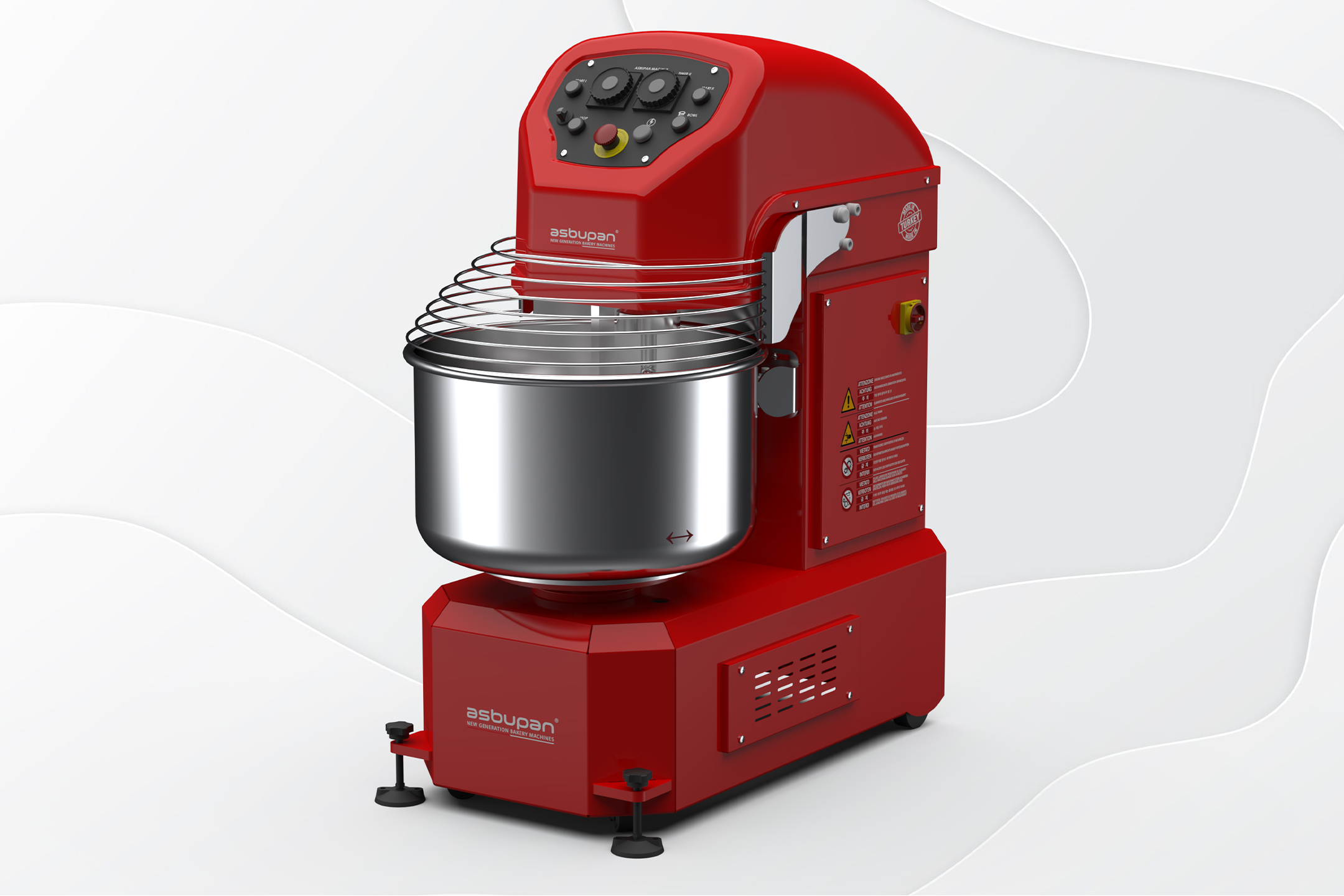 Gıda güvenliğine uygun, paslanmaz çelik kazanlı ve karıştırıcılı profesyonel hamur yoğurma makinesi