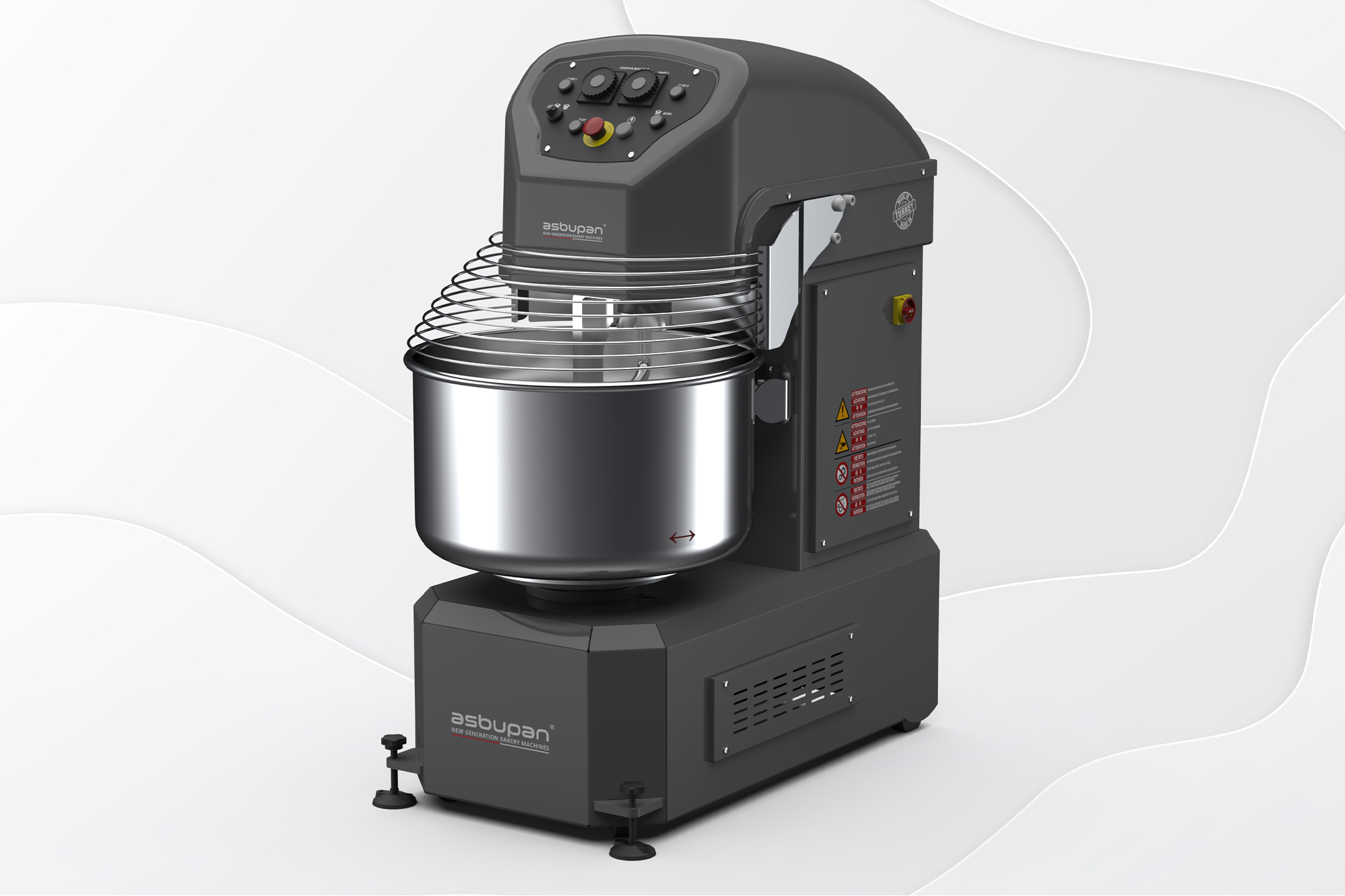 Gıda güvenliğine uygun, paslanmaz çelik kazanlı ve karıştırıcılı profesyonel hamur yoğurma makinesi