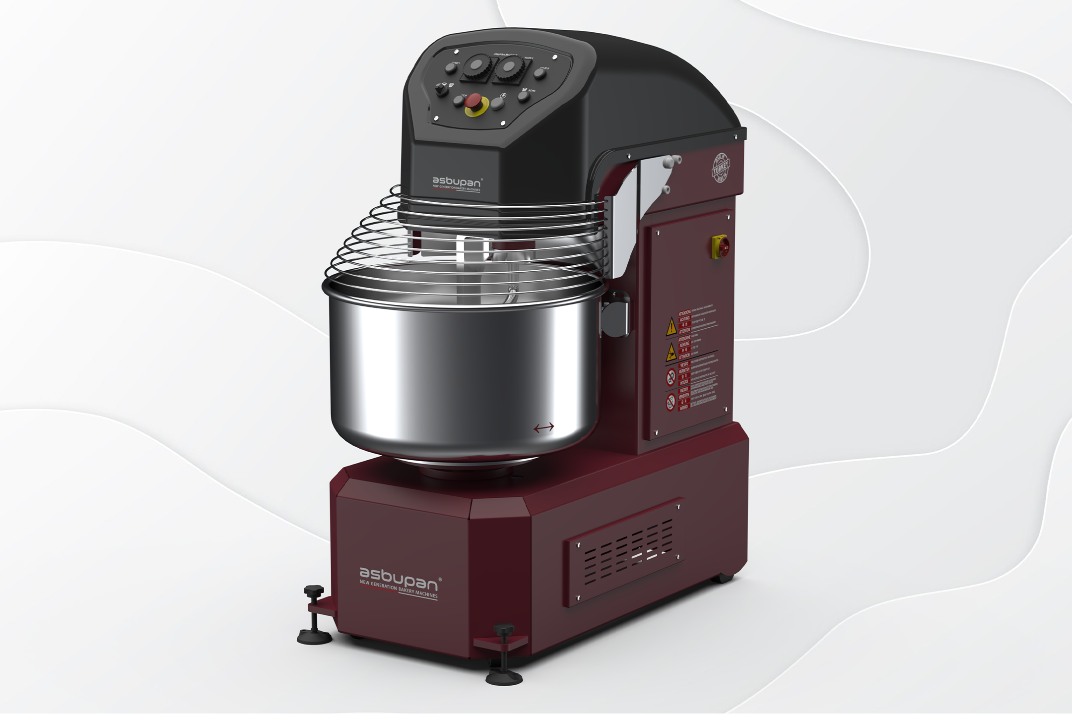 Dijital zaman ayarı ve hız kontrol paneline sahip 40 kg un kapasiteli endüstriyel yoğurma makinesi